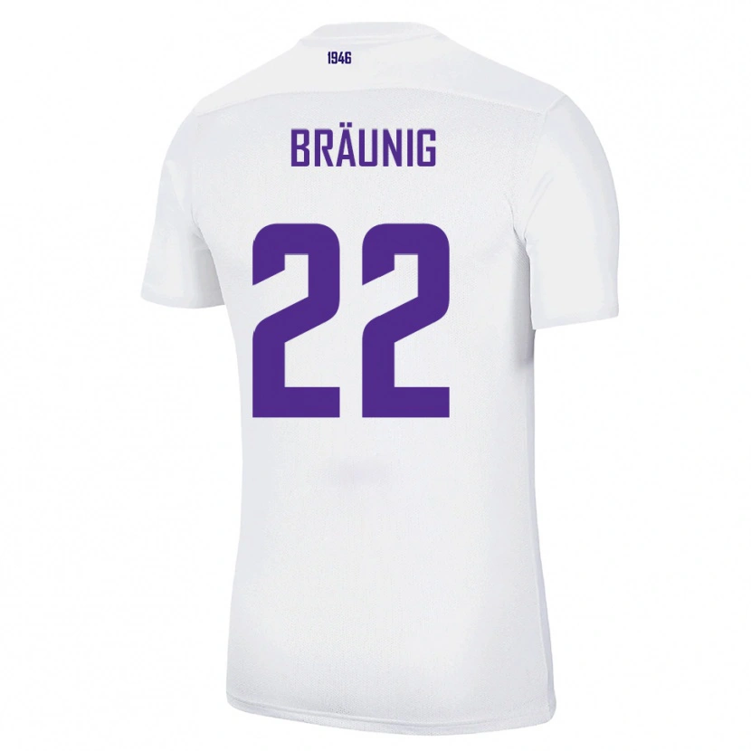 Danxen Kvinder Liam Bräunig #22 Hvid Grøn Udebane Spillertrøjer 2025/26 Trøje T-Shirt