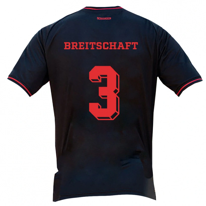 Danxen Kvinder Veit Breitschaft #3 Sort Rød Hvid Udebane Spillertrøjer 2025/26 Trøje T-Shirt