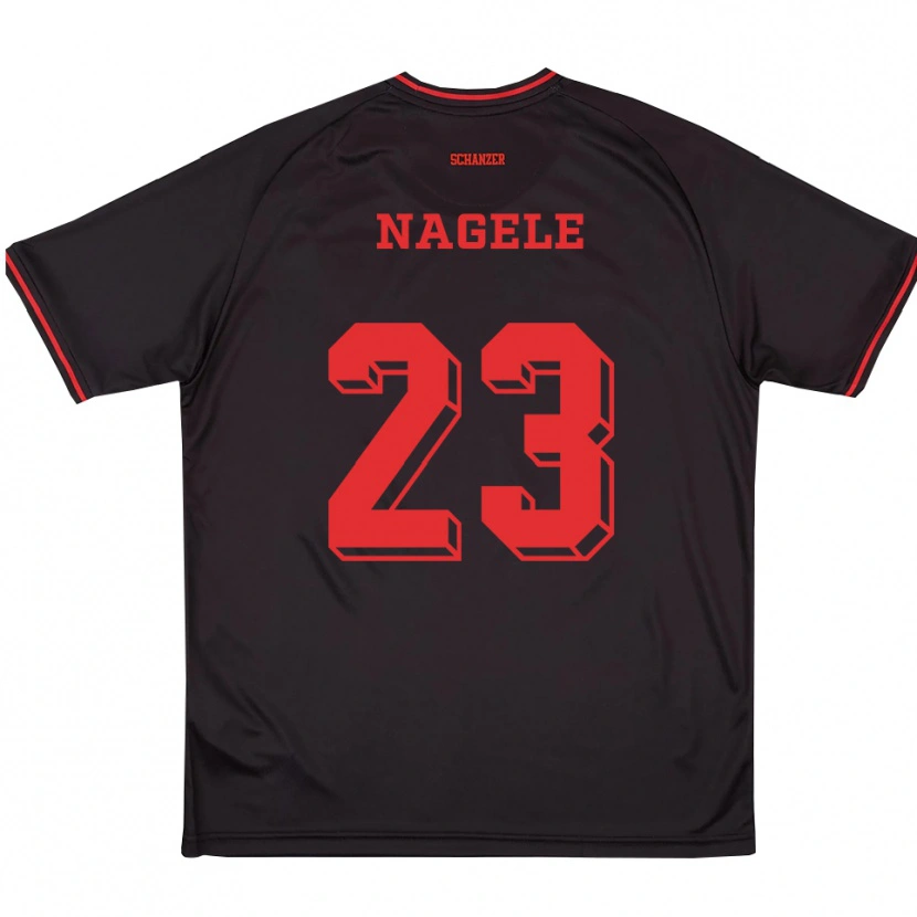 Danxen Kvinder Matteo Nagele #23 Sort Rød Hvid Udebane Spillertrøjer 2025/26 Trøje T-Shirt