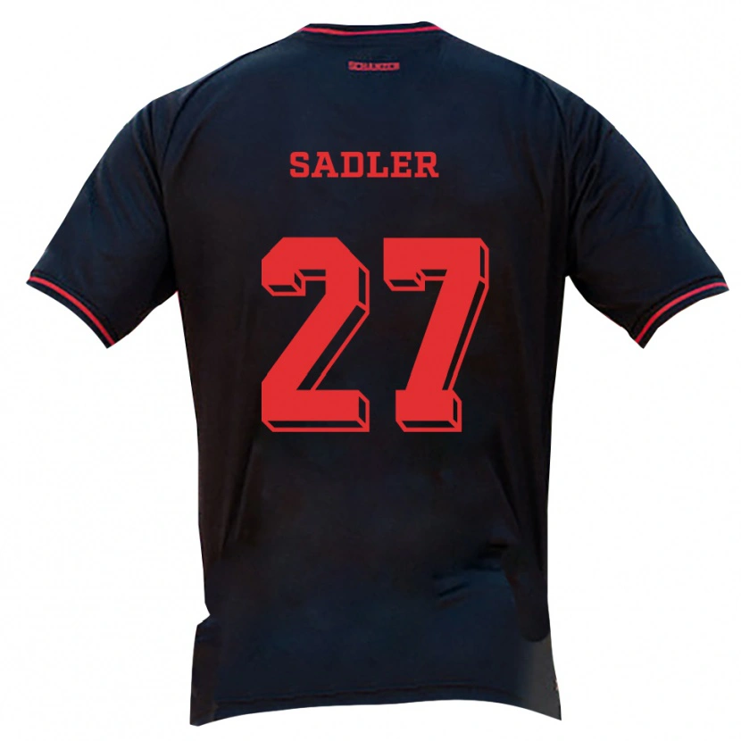 Danxen Kvinder Thomas Sadler #27 Sort Rød Hvid Udebane Spillertrøjer 2025/26 Trøje T-Shirt
