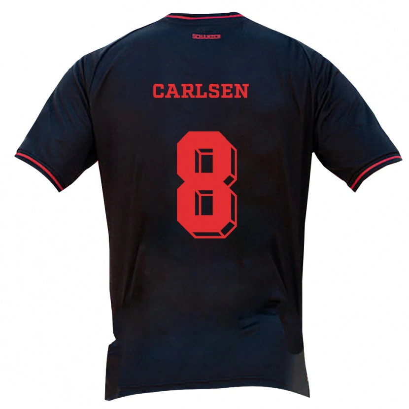 Danxen Kvinder Fredrik Carlsen #8 Sort Rød Hvid Udebane Spillertrøjer 2025/26 Trøje T-Shirt