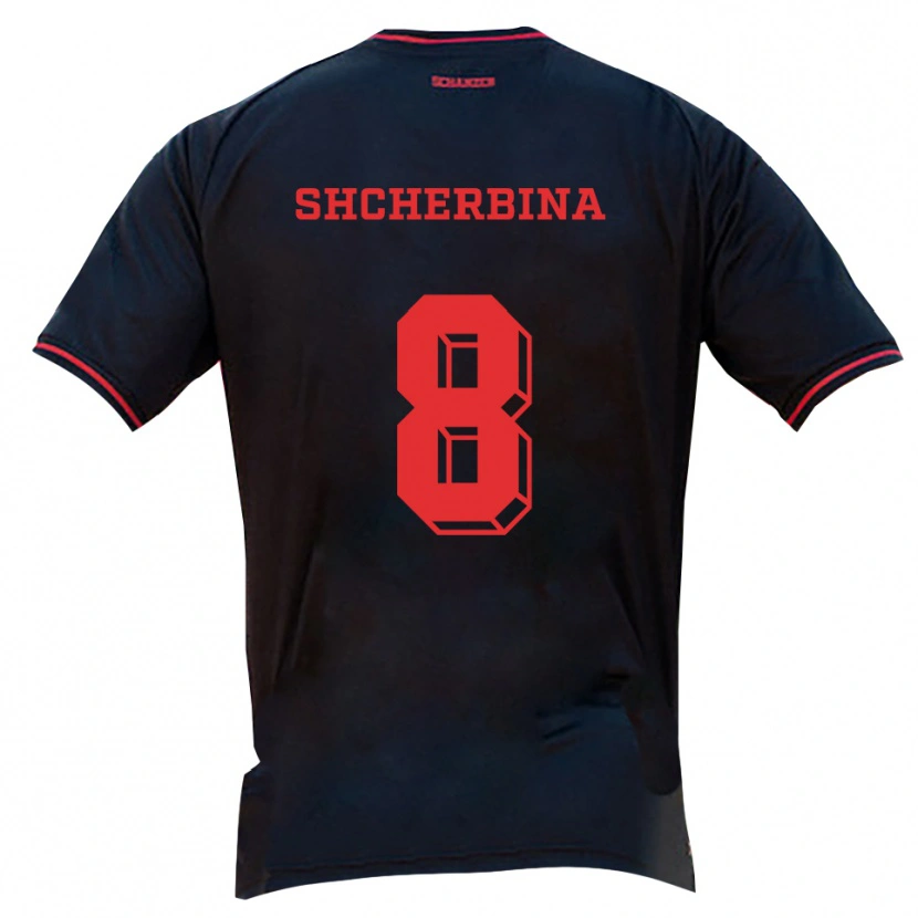 Danxen Kvinder Ivan Shcherbina #8 Sort Rød Hvid Udebane Spillertrøjer 2025/26 Trøje T-Shirt