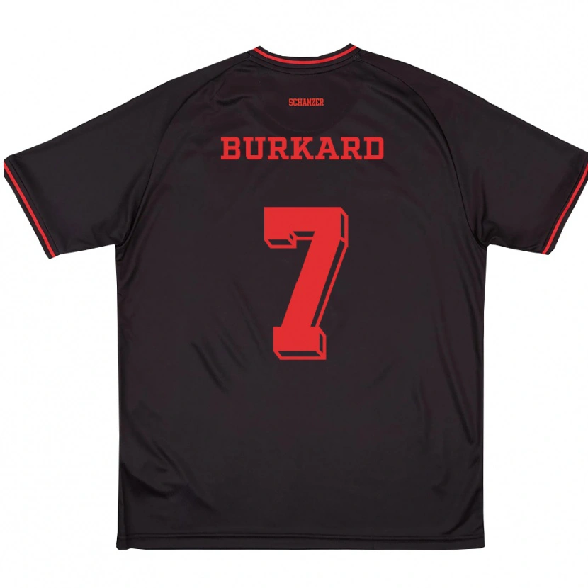 Danxen Kvinder Nadja Burkard #7 Sort Rød Hvid Udebane Spillertrøjer 2025/26 Trøje T-Shirt