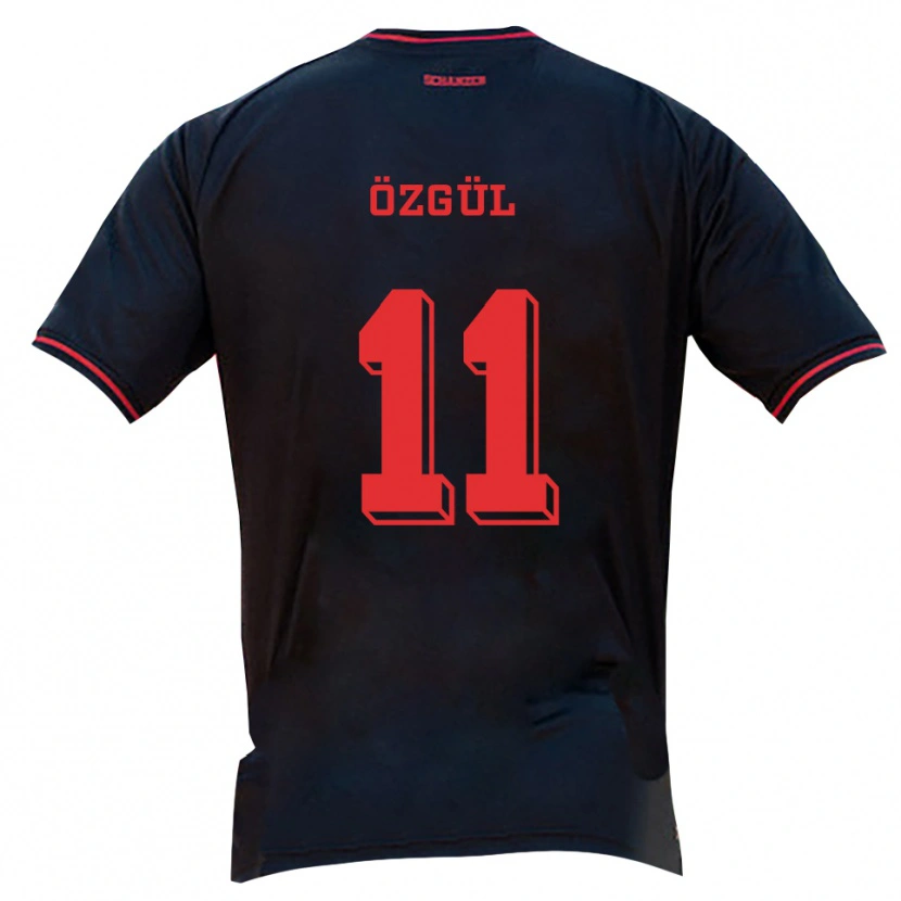 Danxen Kvinder Ege Özgül #11 Sort Rød Hvid Udebane Spillertrøjer 2025/26 Trøje T-Shirt