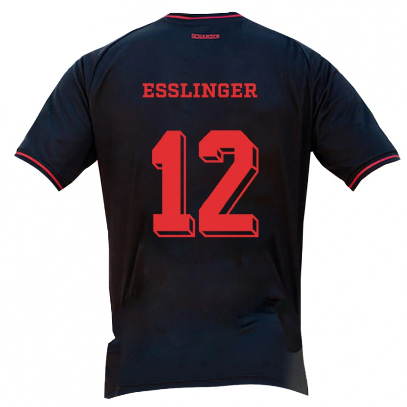 Danxen Kvinder Rafael Eßlinger #12 Sort Rød Hvid Udebane Spillertrøjer 2025/26 Trøje T-Shirt