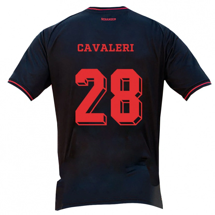 Danxen Kvinder Salvatore Cavaleri #28 Sort Rød Hvid Udebane Spillertrøjer 2025/26 Trøje T-Shirt