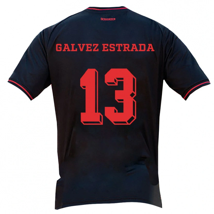 Danxen Kvinder Larissa Galvez Estrada #13 Sort Rød Hvid Udebane Spillertrøjer 2025/26 Trøje T-Shirt