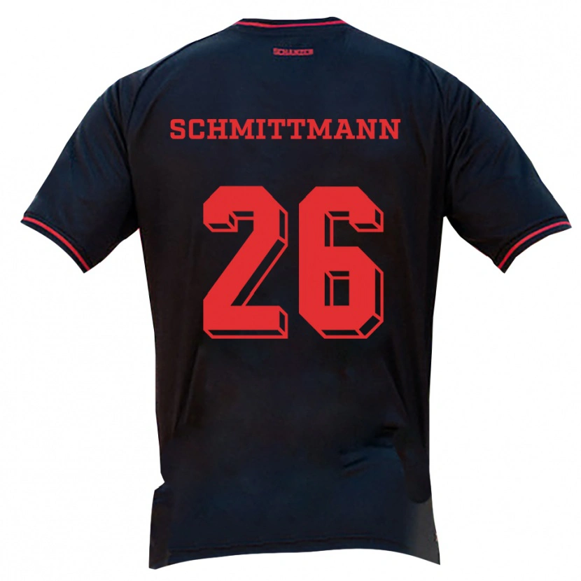 Danxen Kvinder Katharina Schmittmann #26 Sort Rød Hvid Udebane Spillertrøjer 2025/26 Trøje T-Shirt