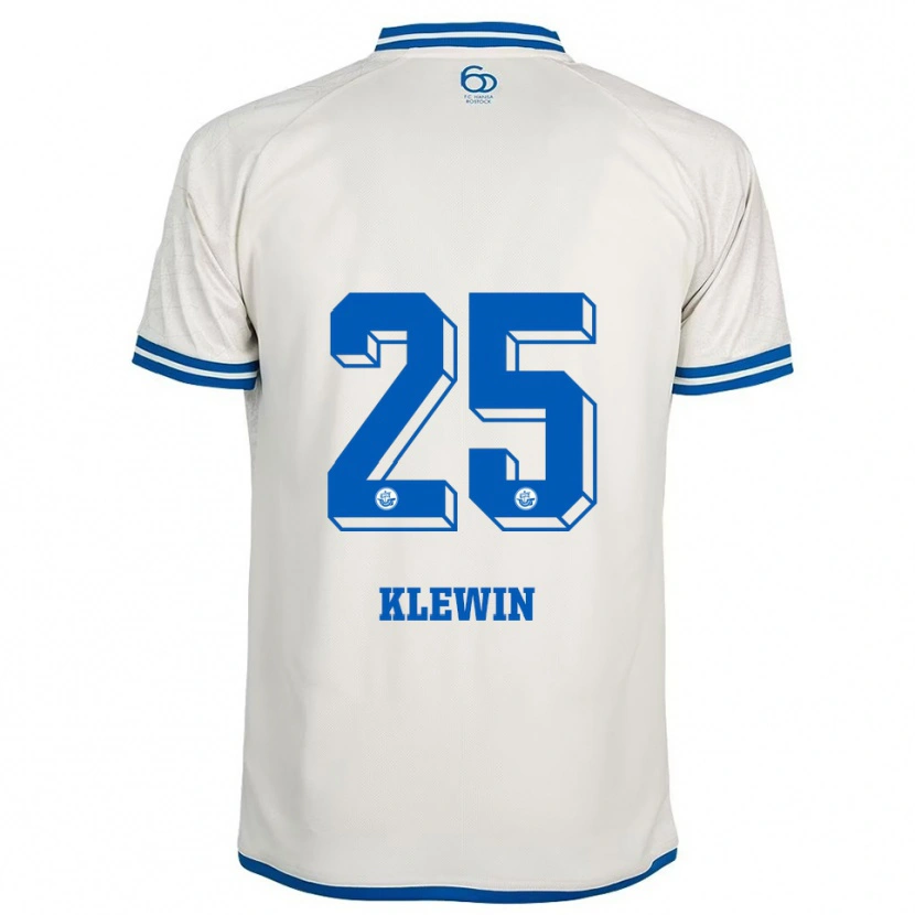 Danxen Kvinder Philipp Klewin #25 Hvid Blå Udebane Spillertrøjer 2025/26 Trøje T-Shirt
