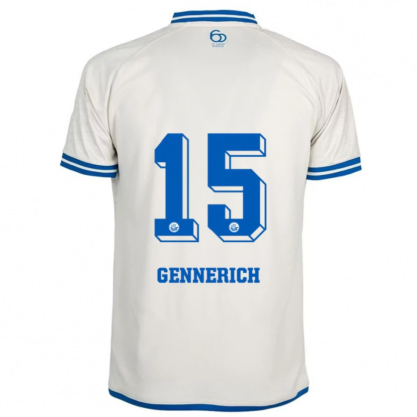 Danxen Kvinder Nick Gennerich #15 Hvid Blå Udebane Spillertrøjer 2025/26 Trøje T-Shirt