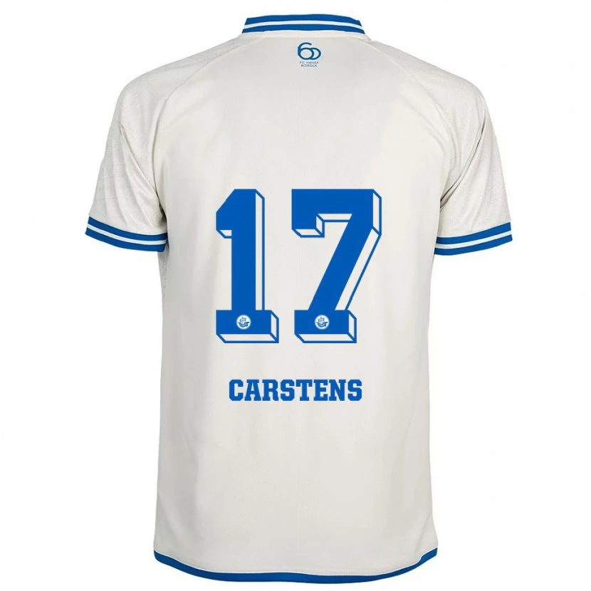 Danxen Kvinder Florian Carstens #17 Hvid Blå Udebane Spillertrøjer 2025/26 Trøje T-Shirt