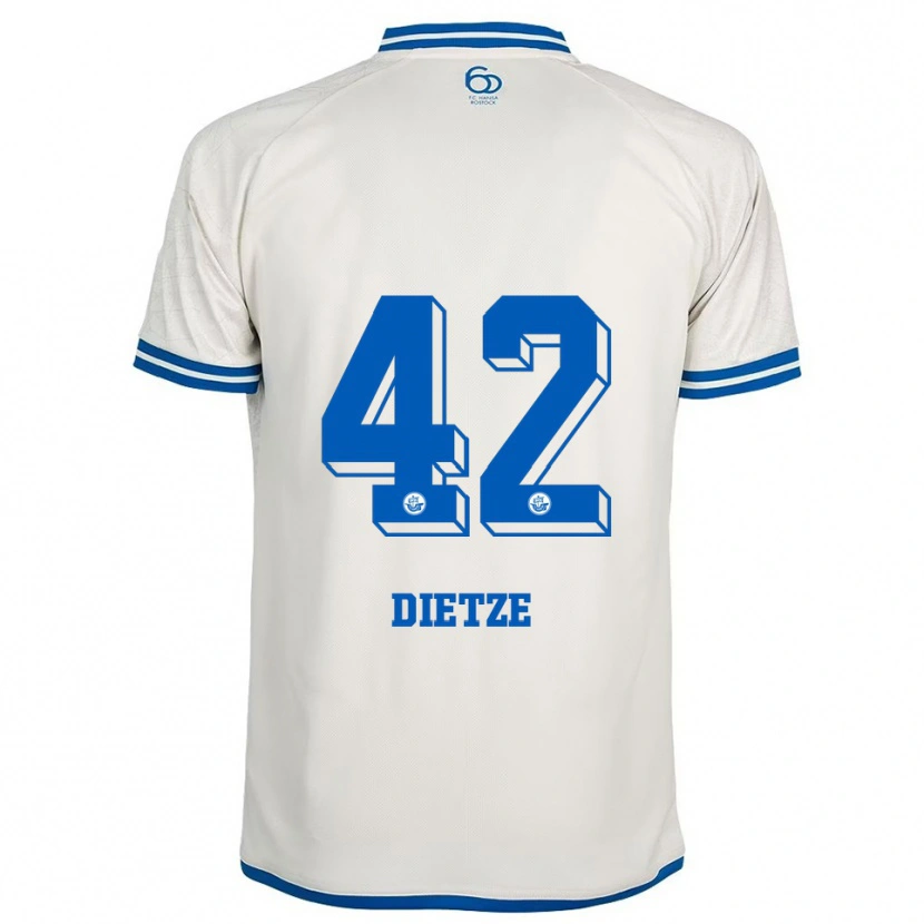 Danxen Kvinder Benno Dietze #42 Hvid Blå Udebane Spillertrøjer 2025/26 Trøje T-Shirt
