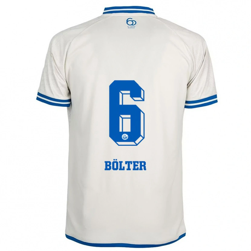 Danxen Kvinder Marc Bölter #6 Hvid Blå Udebane Spillertrøjer 2025/26 Trøje T-Shirt