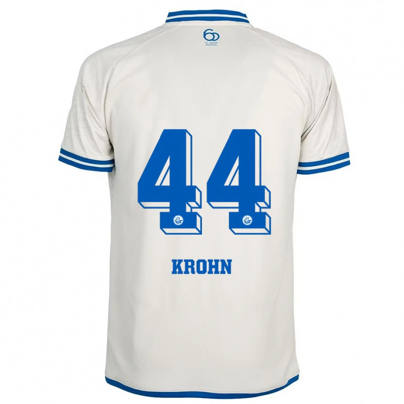 Danxen Kvinder Tim Krohn #44 Hvid Blå Udebane Spillertrøjer 2025/26 Trøje T-Shirt