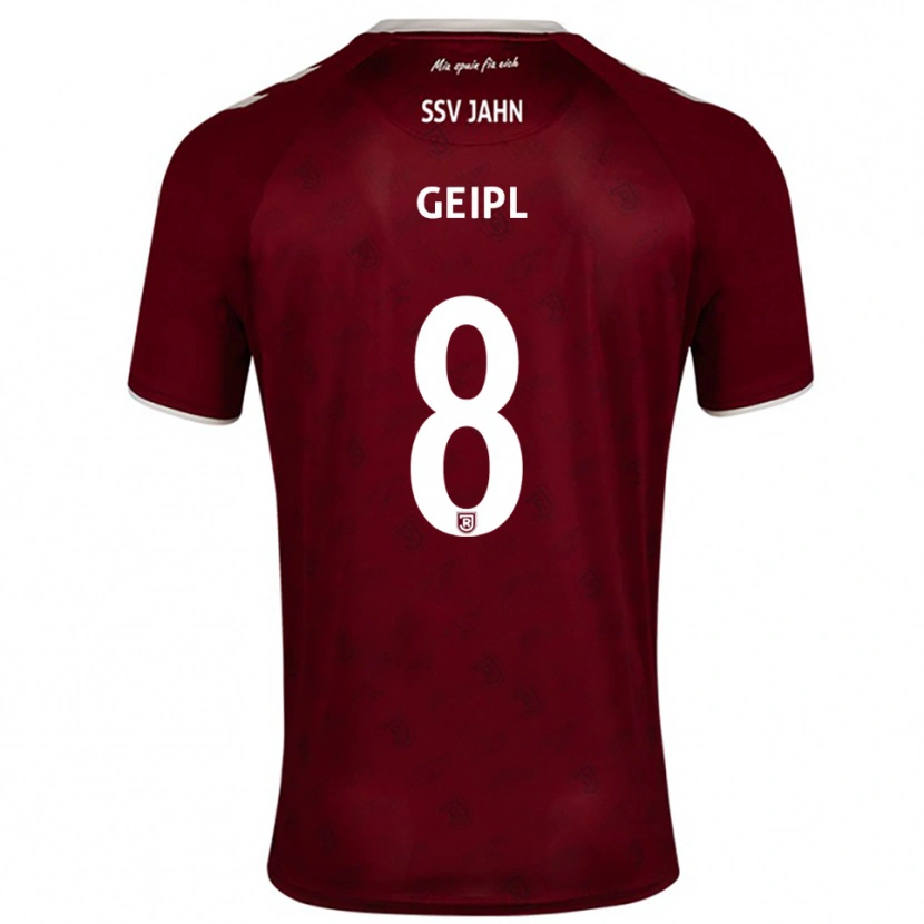Danxen Kvinder Andreas Geipl #8 Burgundy Hvid Udebane Spillertrøjer 2025/26 Trøje T-Shirt