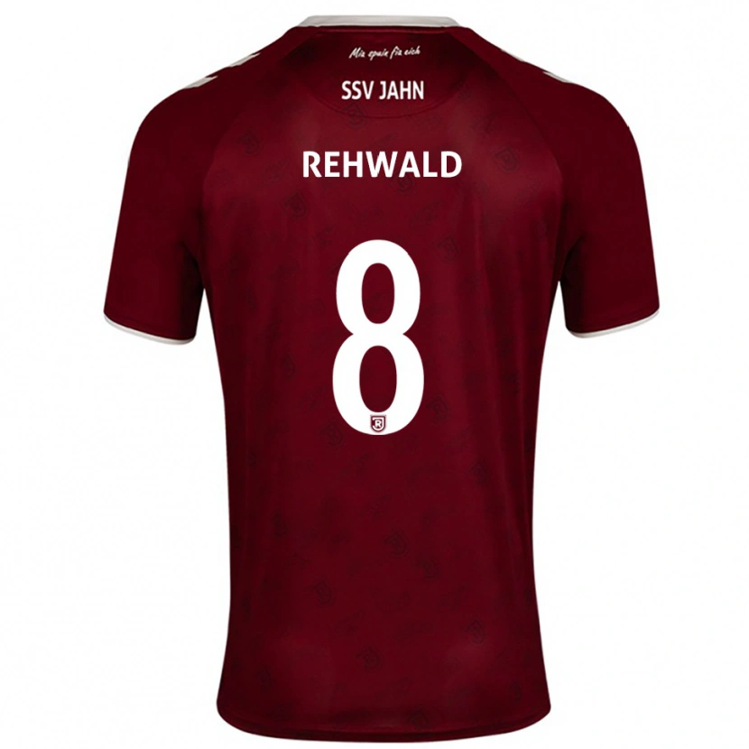 Danxen Kvinder Johannes Rehwald #8 Burgundy Hvid Udebane Spillertrøjer 2025/26 Trøje T-Shirt