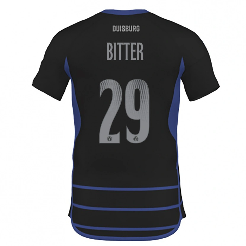 Danxen Kvinder Joshua Bitter #29 Sort Blå Udebane Spillertrøjer 2025/26 Trøje T-Shirt