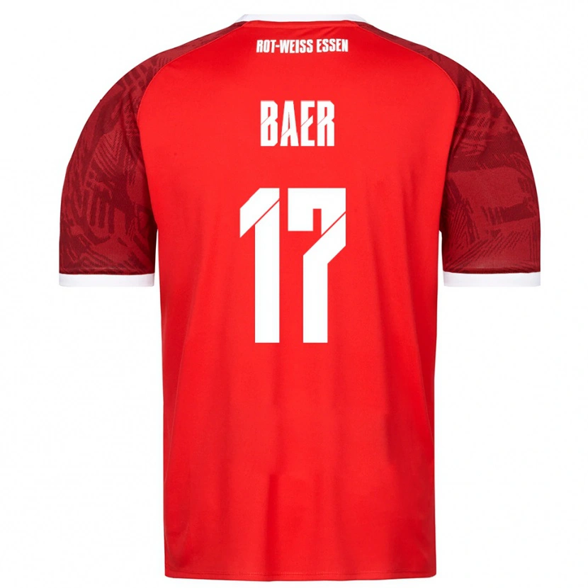 Danxen Kvinder Luca Baer #17 Rød Burgundy Hvid Udebane Spillertrøjer 2025/26 Trøje T-Shirt