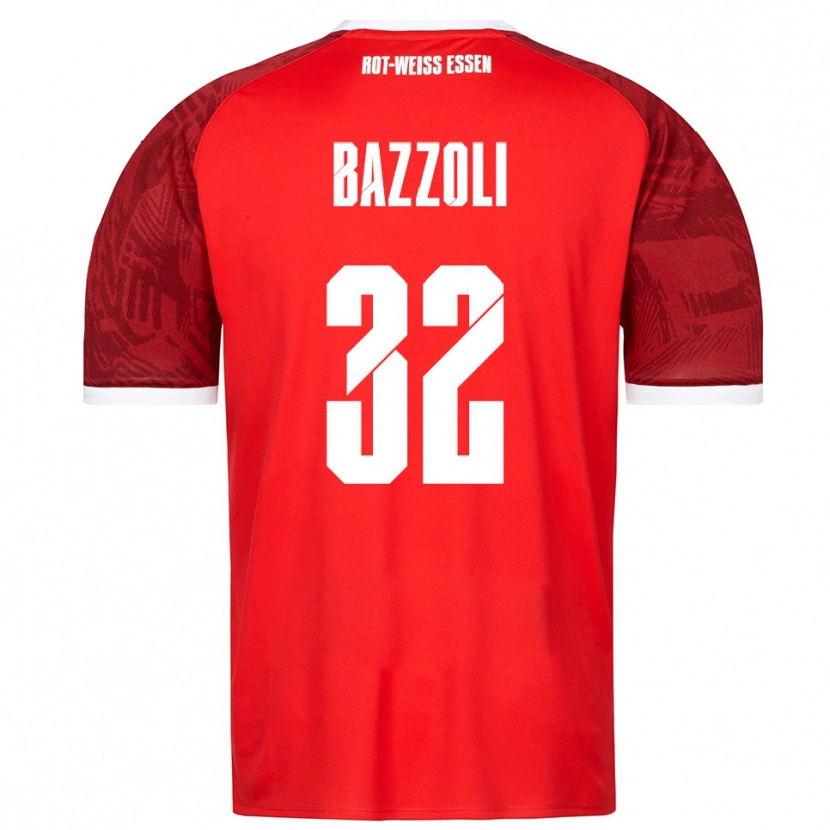 Danxen Kvinder Luca Bazzoli #32 Rød Burgundy Hvid Udebane Spillertrøjer 2025/26 Trøje T-Shirt