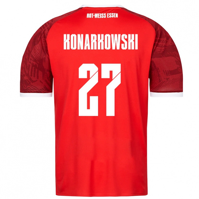 Danxen Kvinder Mirco Konarkowski #27 Rød Burgundy Hvid Udebane Spillertrøjer 2025/26 Trøje T-Shirt