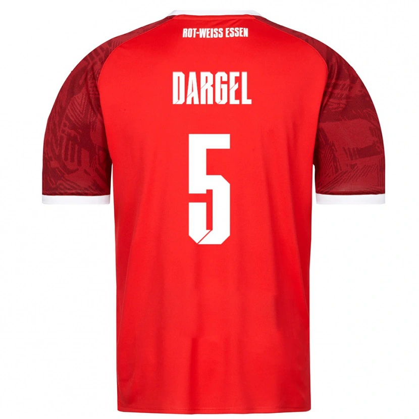 Danxen Kvinder Timo Dargel #5 Rød Burgundy Hvid Udebane Spillertrøjer 2025/26 Trøje T-Shirt