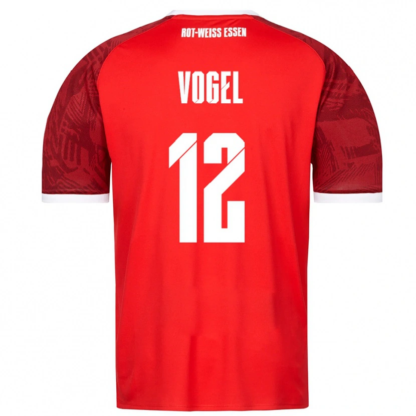 Danxen Kvinder Colin Vogel #12 Rød Burgundy Hvid Udebane Spillertrøjer 2025/26 Trøje T-Shirt