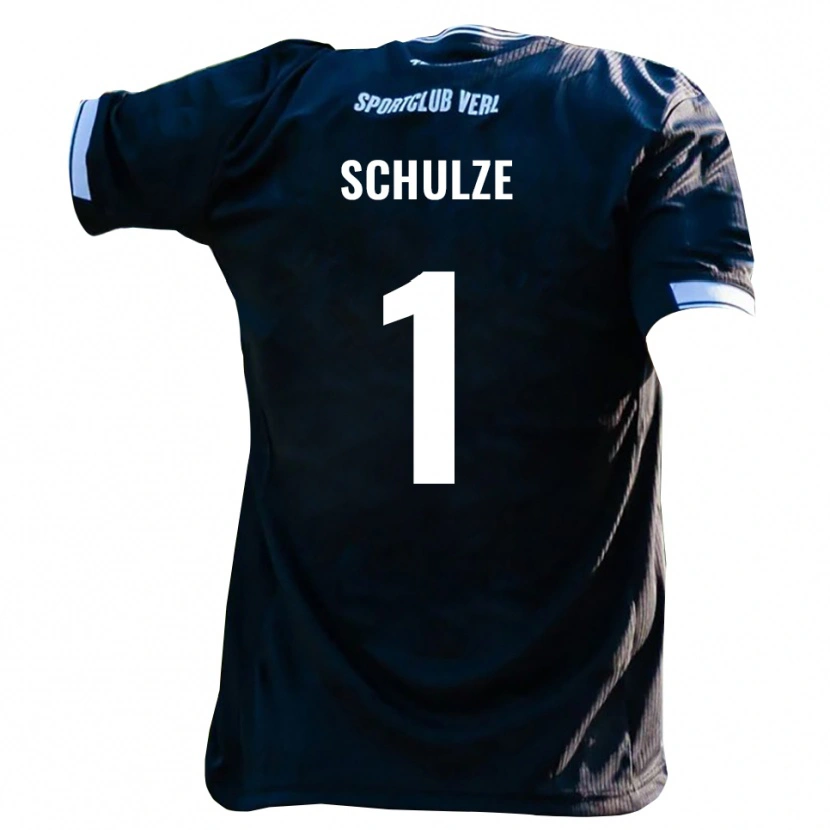 Danxen Kvinder Philipp Schulze #1 Sort Hvid Udebane Spillertrøjer 2025/26 Trøje T-Shirt