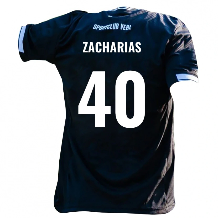 Danxen Kvinder Marlon Zacharias #40 Sort Hvid Udebane Spillertrøjer 2025/26 Trøje T-Shirt