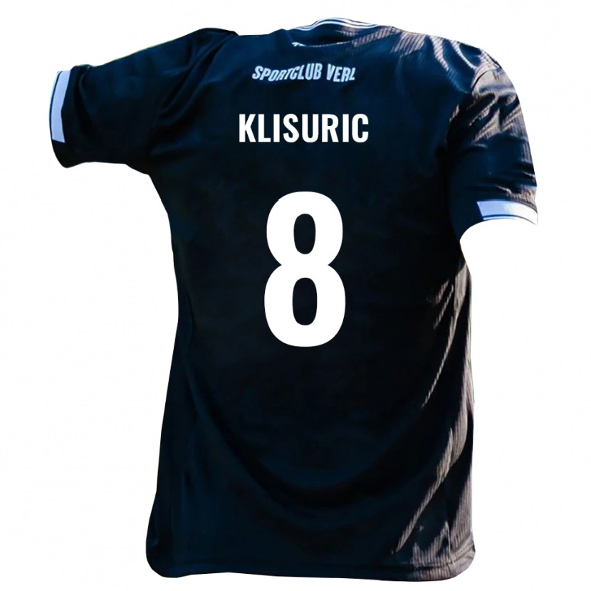 Danxen Kvinder Lazar Klisuric #8 Sort Hvid Udebane Spillertrøjer 2025/26 Trøje T-Shirt
