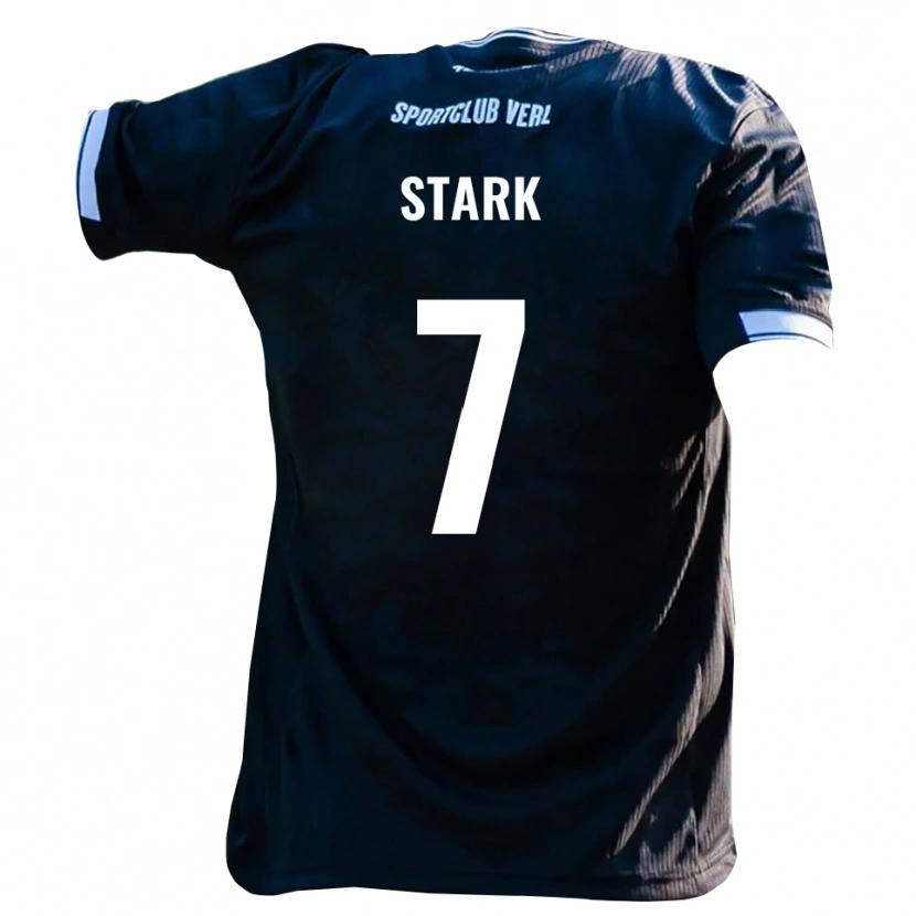 Danxen Kvinder Julian Stark #7 Sort Hvid Udebane Spillertrøjer 2025/26 Trøje T-Shirt