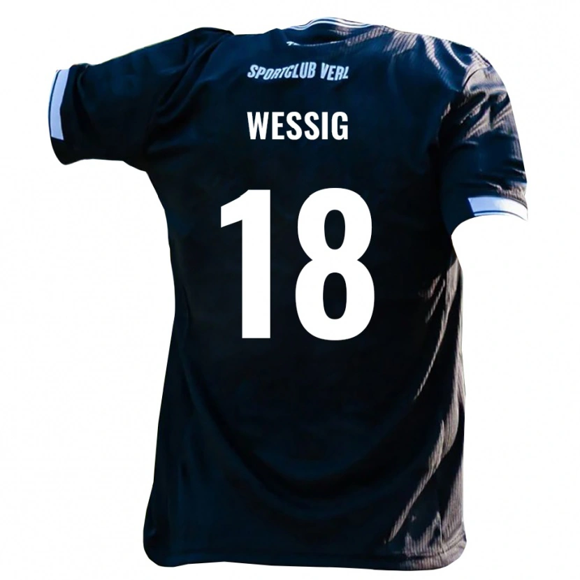 Danxen Kvinder Fabian Wessig #18 Sort Hvid Udebane Spillertrøjer 2025/26 Trøje T-Shirt