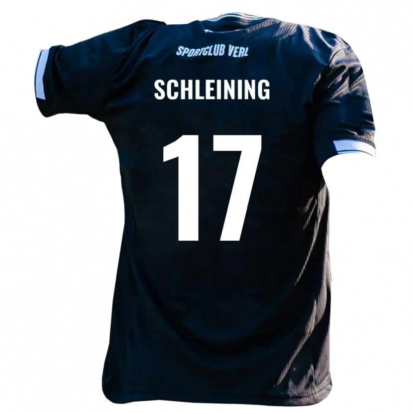 Danxen Kvinder Marvin Schleining #17 Sort Hvid Udebane Spillertrøjer 2025/26 Trøje T-Shirt