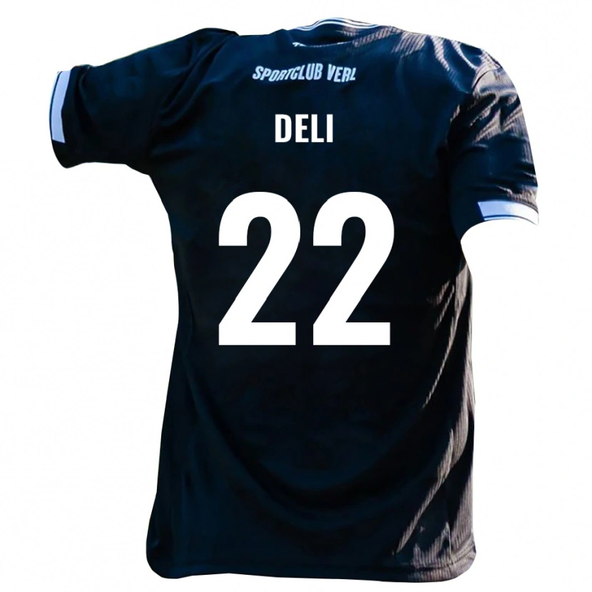 Danxen Kvinder Levin Deli #22 Sort Hvid Udebane Spillertrøjer 2025/26 Trøje T-Shirt