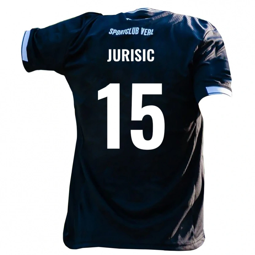 Danxen Kvinder Fabian Jurisic #15 Sort Hvid Udebane Spillertrøjer 2025/26 Trøje T-Shirt