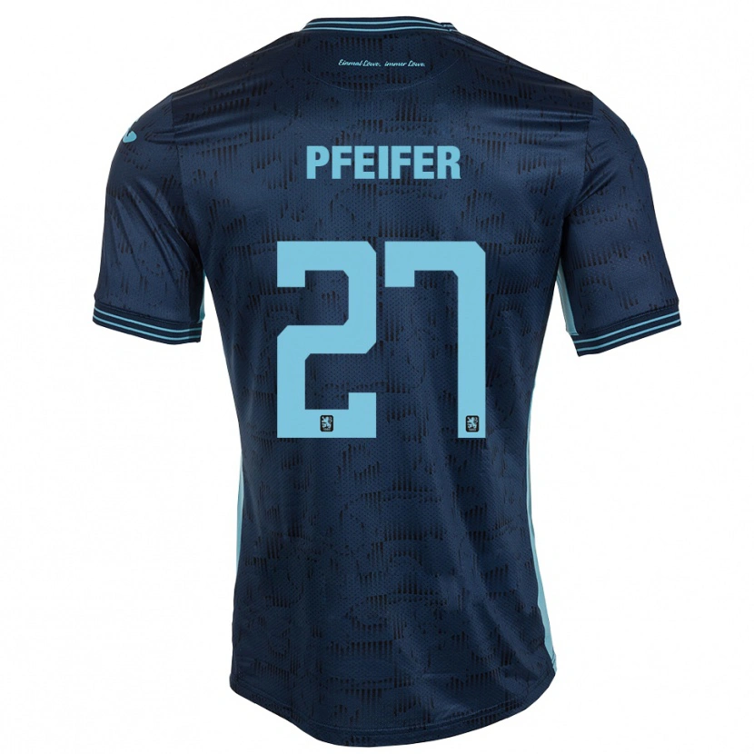 Danxen Kvinder Manuel Pfeifer #27 Royal Blå Udebane Spillertrøjer 2025/26 Trøje T-Shirt