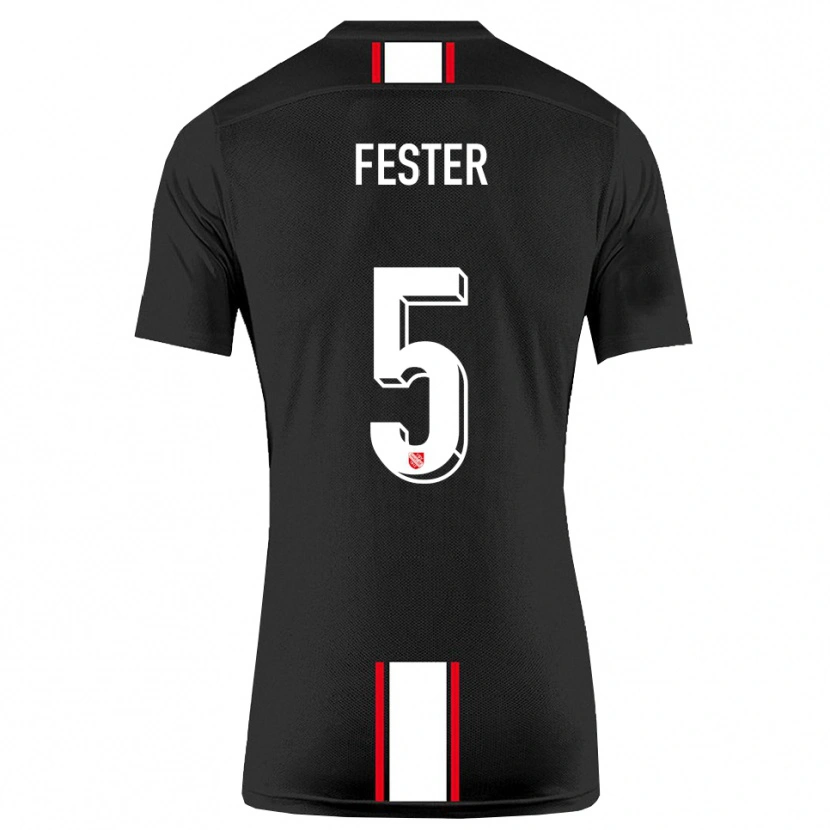 Danxen Kvinder Luka Fester #5 Sort Hvid Udebane Spillertrøjer 2025/26 Trøje T-Shirt