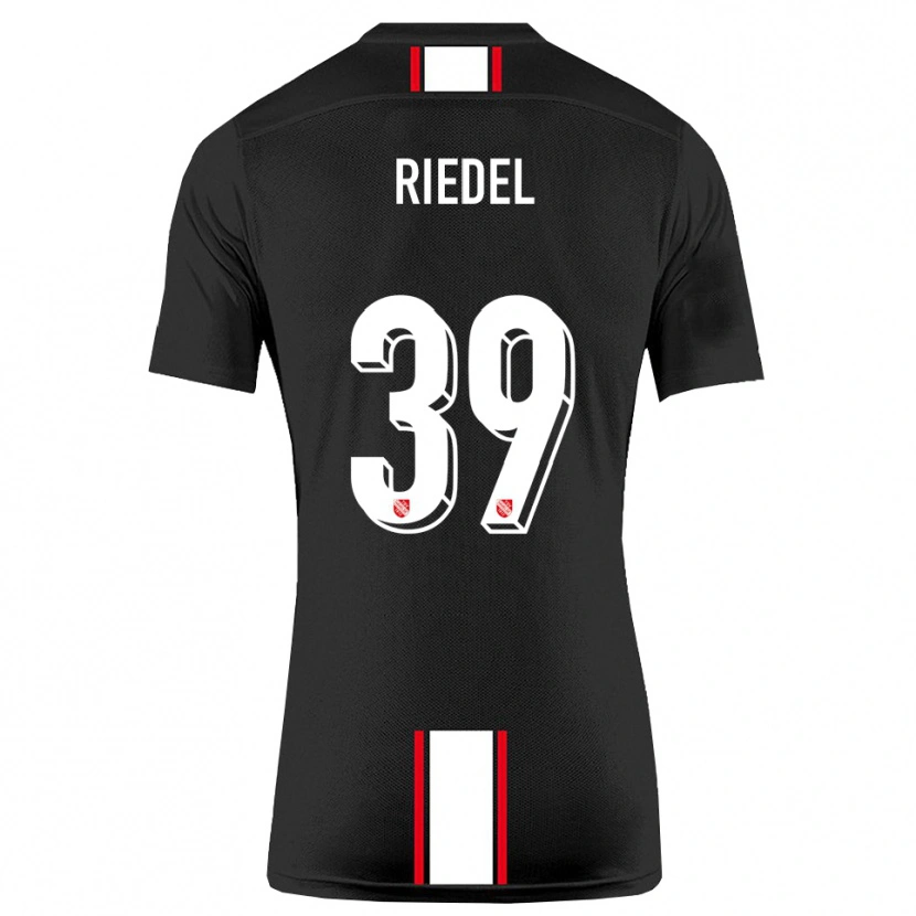 Danxen Kvinder Florian Riedel #39 Sort Hvid Udebane Spillertrøjer 2025/26 Trøje T-Shirt