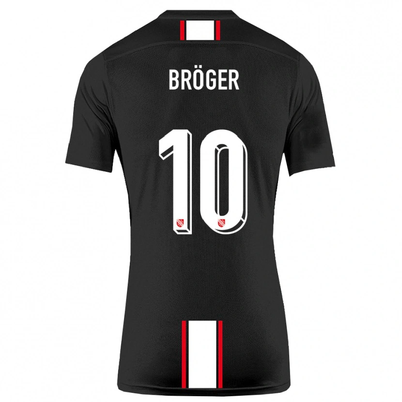 Danxen Kvinder Linus Bröger #10 Sort Hvid Udebane Spillertrøjer 2025/26 Trøje T-Shirt