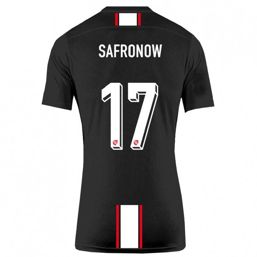 Danxen Kvinder Maxim Safronow #17 Sort Hvid Udebane Spillertrøjer 2025/26 Trøje T-Shirt