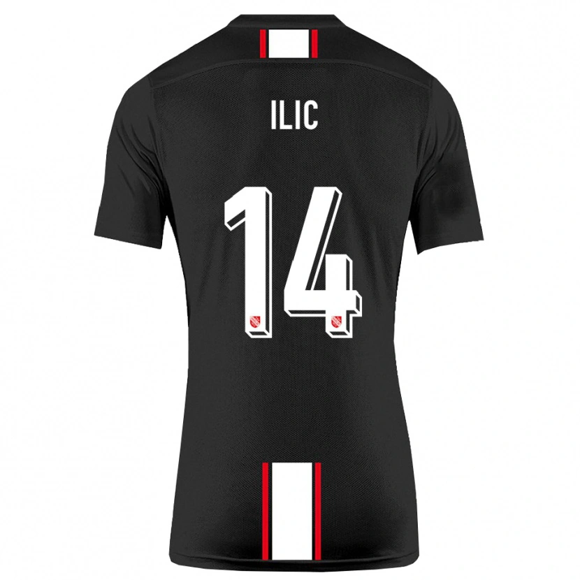 Danxen Kvinder Marko Ilic #14 Sort Hvid Udebane Spillertrøjer 2025/26 Trøje T-Shirt
