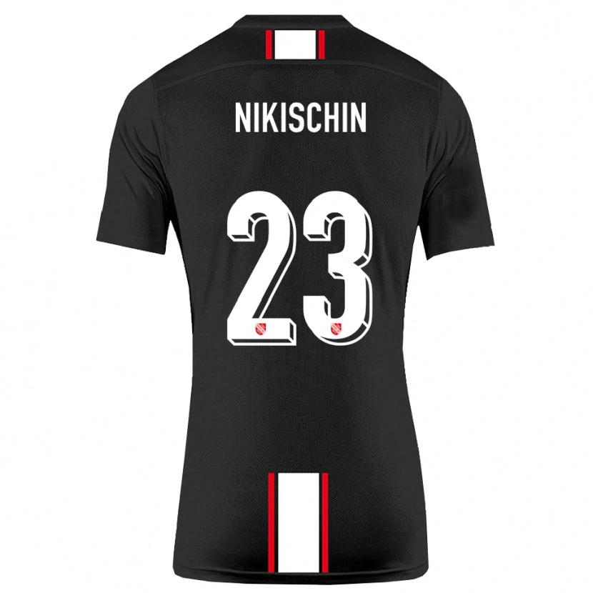 Danxen Kvinder Adrian Nikischin #23 Sort Hvid Udebane Spillertrøjer 2025/26 Trøje T-Shirt