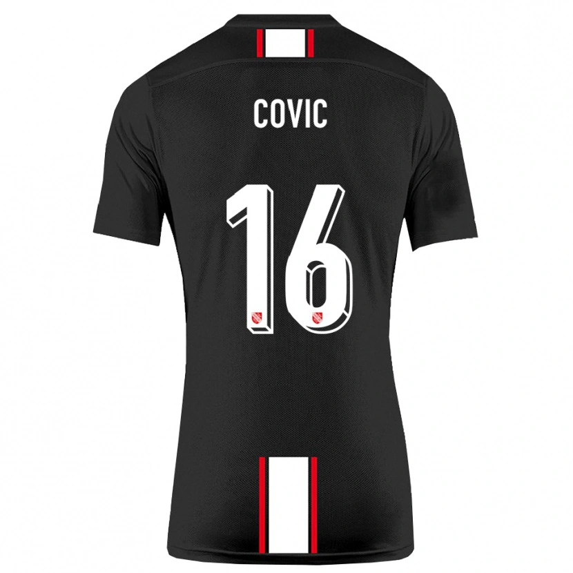 Danxen Kvinder Rayen Covic #16 Sort Hvid Udebane Spillertrøjer 2025/26 Trøje T-Shirt