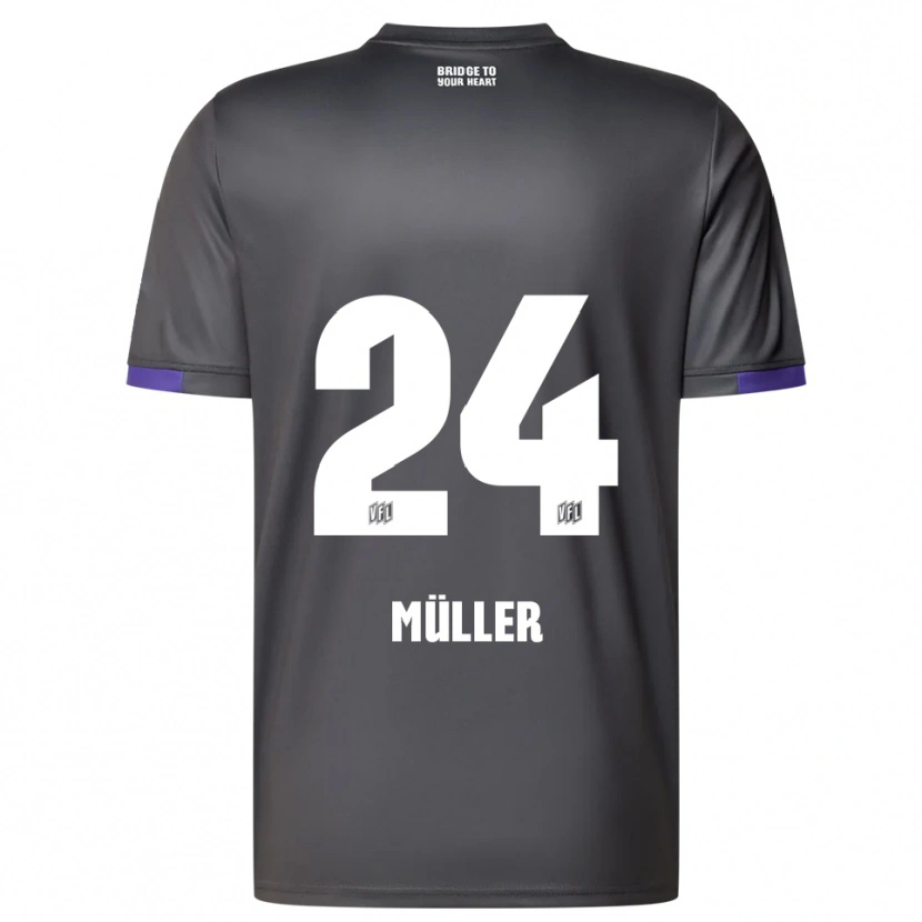 Danxen Kvinder Jannik Müller #24 Grå Lilla Udebane Spillertrøjer 2025/26 Trøje T-Shirt