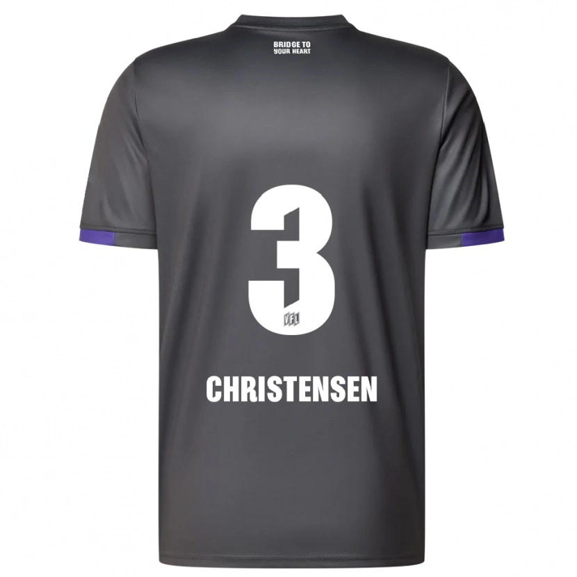 Danxen Kvinder Frederik Christensen #3 Grå Lilla Udebane Spillertrøjer 2025/26 Trøje T-Shirt