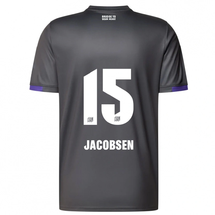 Danxen Kvinder Bjarke Jacobsen #15 Grå Lilla Udebane Spillertrøjer 2025/26 Trøje T-Shirt