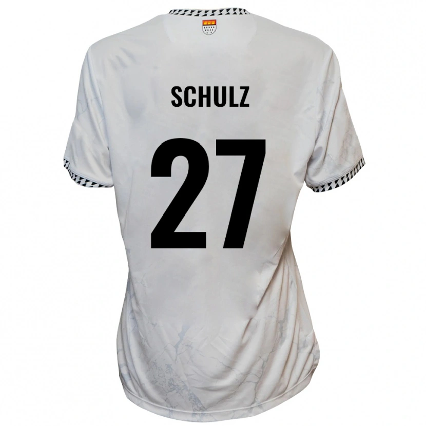 Danxen Kvinder Arne Schulz #27 Hvid Sort Udebane Spillertrøjer 2025/26 Trøje T-Shirt