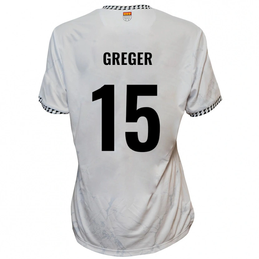 Danxen Kvinder Christoph Greger #15 Hvid Sort Udebane Spillertrøjer 2025/26 Trøje T-Shirt