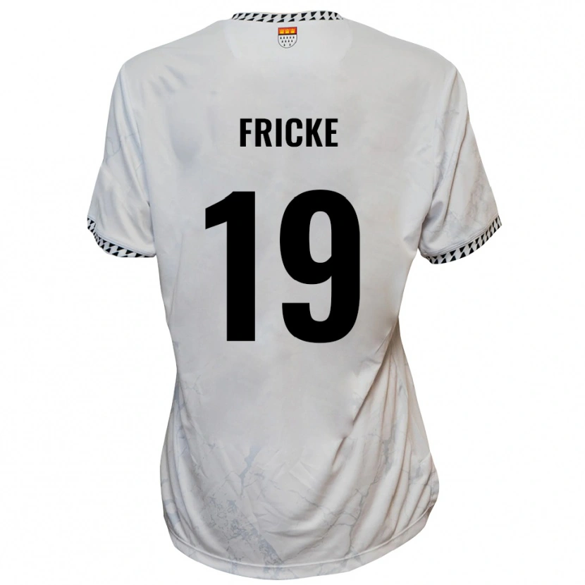 Danxen Kvinder Fabian Fricke #19 Hvid Sort Udebane Spillertrøjer 2025/26 Trøje T-Shirt