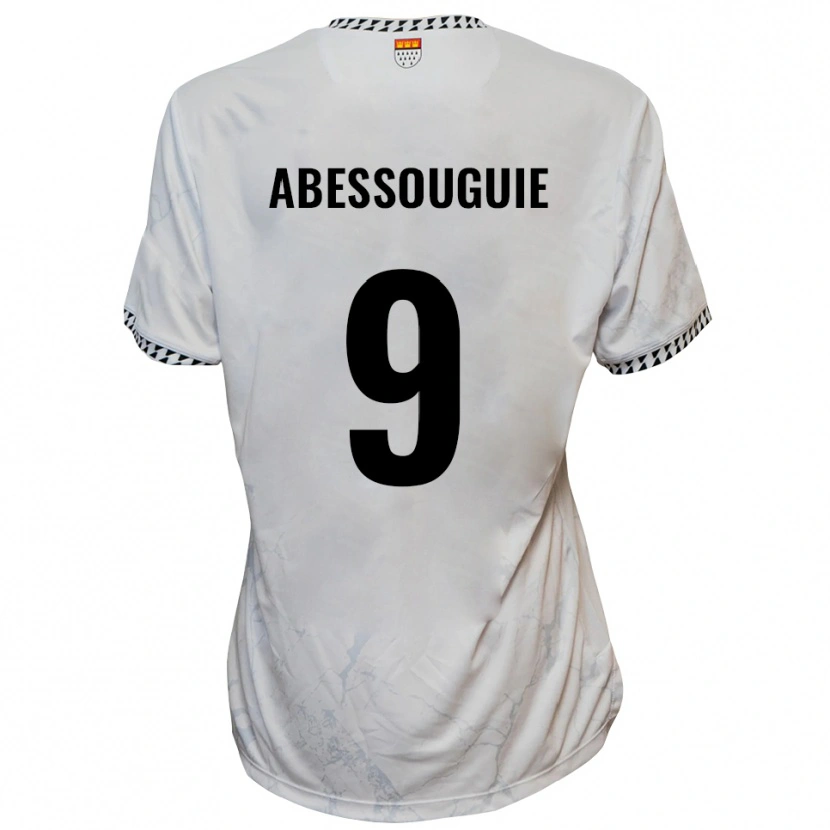 Danxen Kvinder Thierry Abessouguie #9 Hvid Sort Udebane Spillertrøjer 2025/26 Trøje T-Shirt