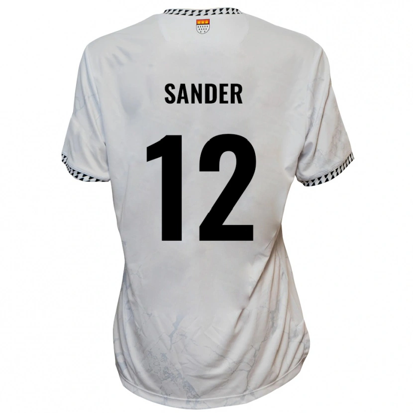 Danxen Kvinder Anton Sander #12 Hvid Sort Udebane Spillertrøjer 2025/26 Trøje T-Shirt